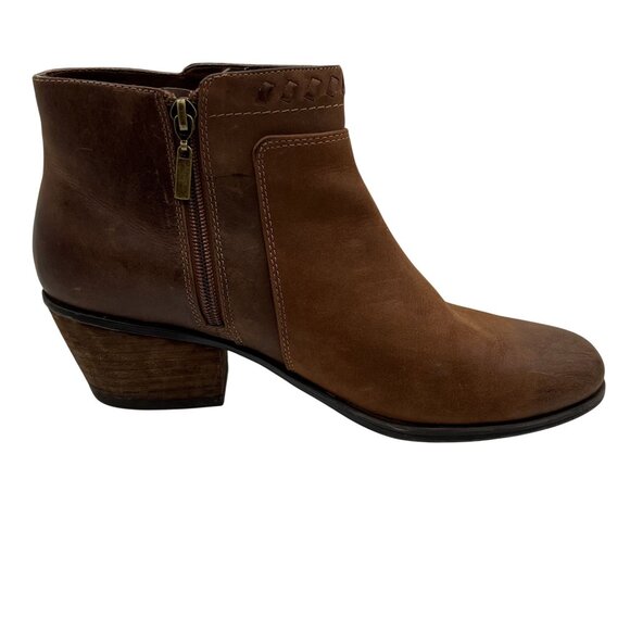 Clarks Womens 9 US Brown Leather Ankle Boots Side Zipper Fringe Western Cowgirl - Picture 10 of 16